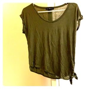 Olive green tee with tie on side